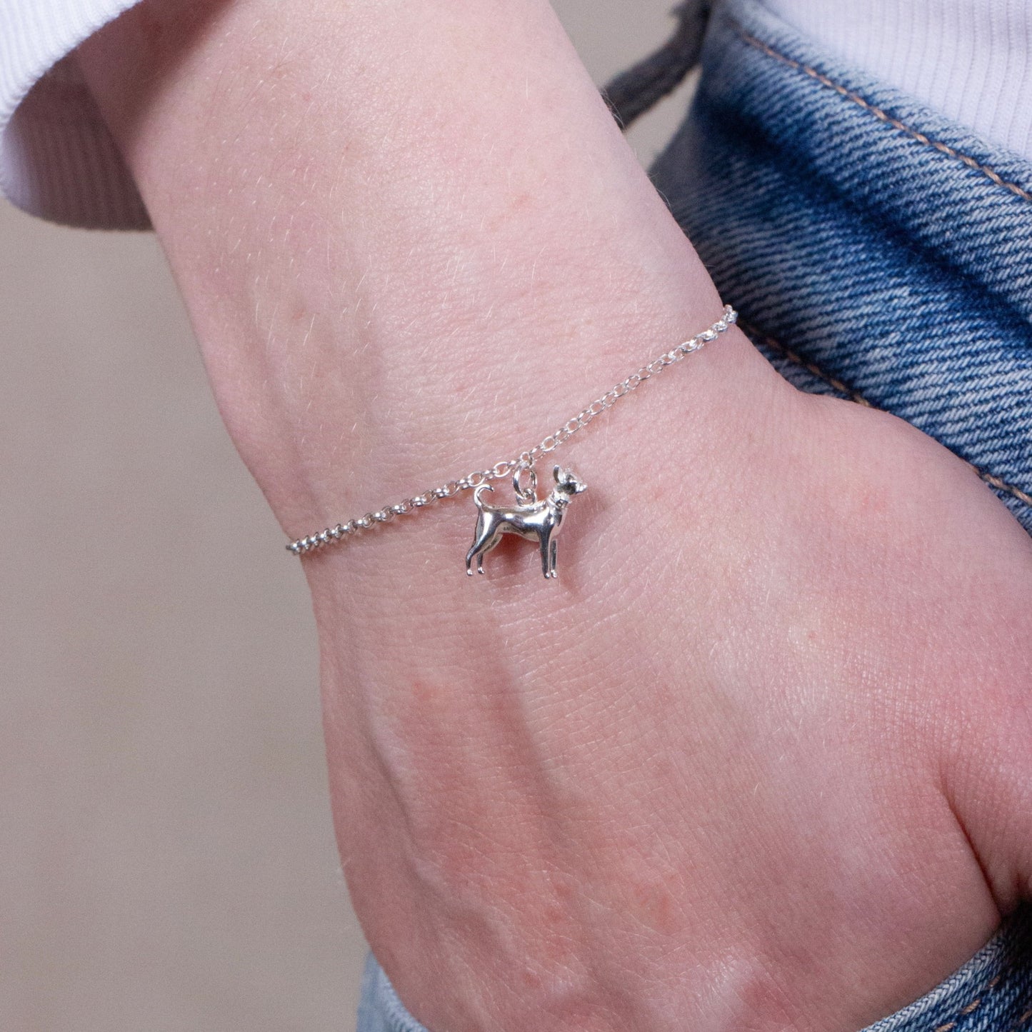 Chihuahua Chain Bracelet - Personalised - Sterling Silver - MYLEE London