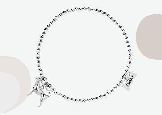 Chihuahua Silver Ball Bead Bracelet - Personalised - MYLEE London