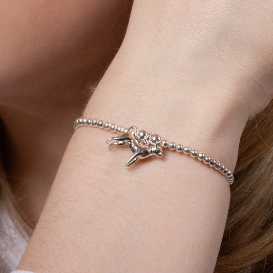 Chihuahua Silver Ball Bead Bracelet - Personalised - MYLEE London