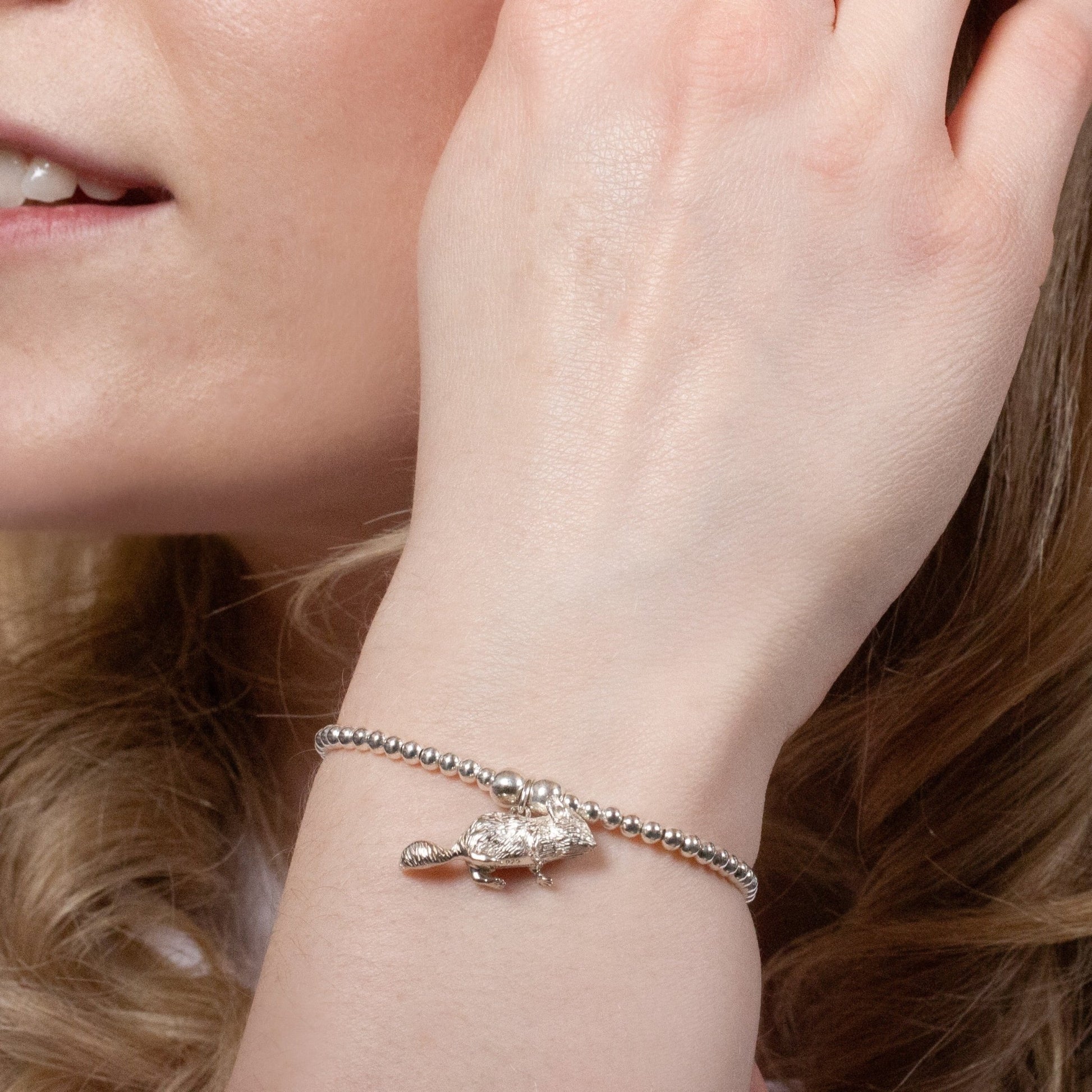 Chinchilla Silver Ball Bead Bracelet - Personalised - MYLEE London