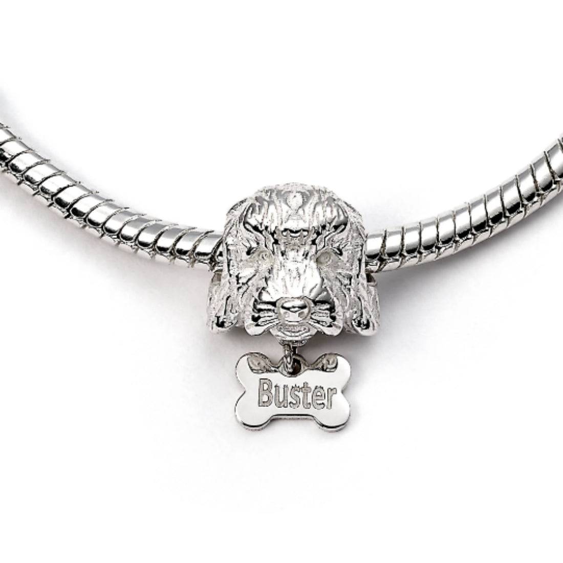 Cockapoo Head Silver Charm Bead - Personalised - MYLEE London