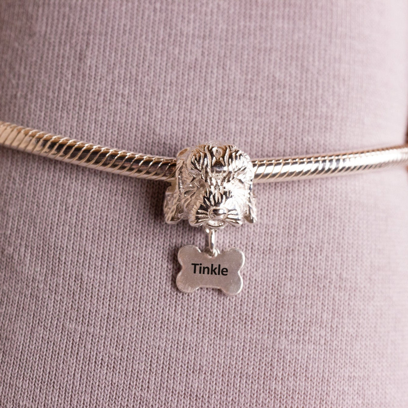 Cockapoo Head Silver Charm Bead - Personalised – MYLEE London