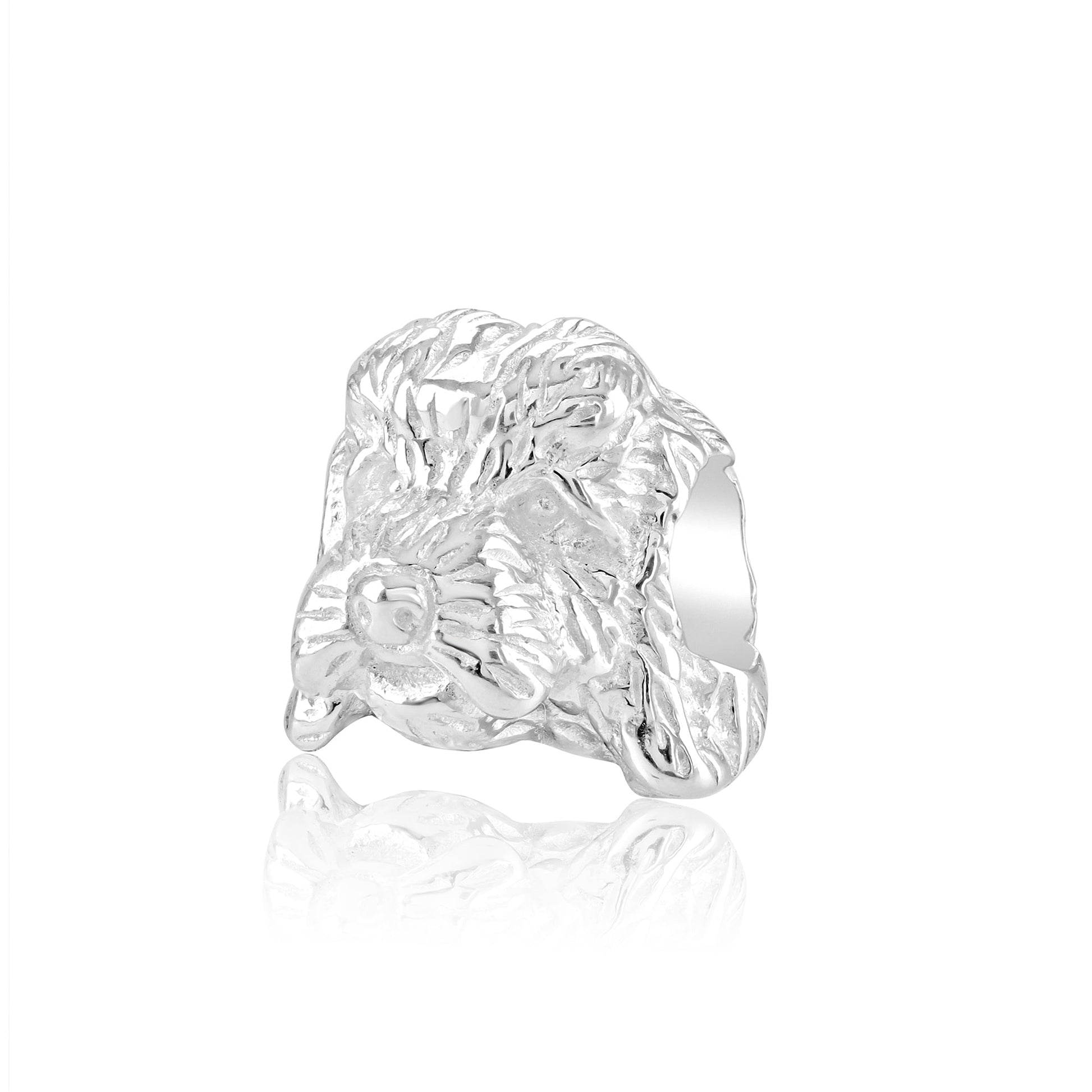 Cockapoo Head Silver Charm Bead - Personalised - MYLEE London