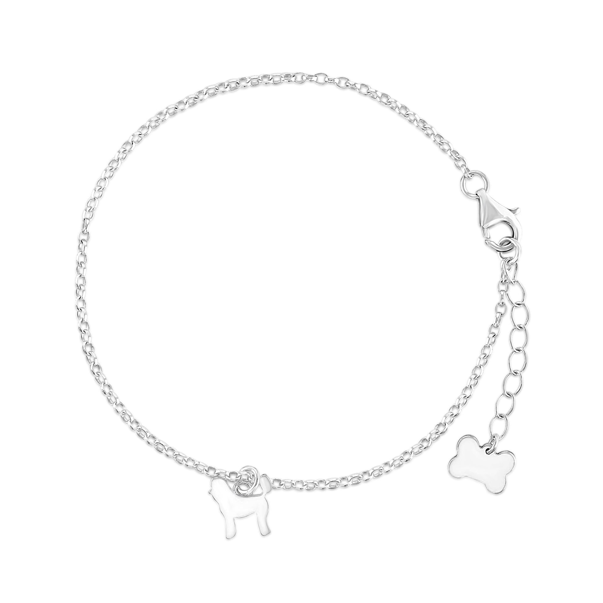 Cockapoo Silhouette Chain Bracelet - Personalised - Sterling Silver - MYLEE London