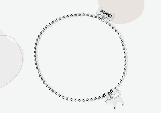 Cockapoo Silhouette Silver Ball Bead Bracelet - Personalised - MYLEE London