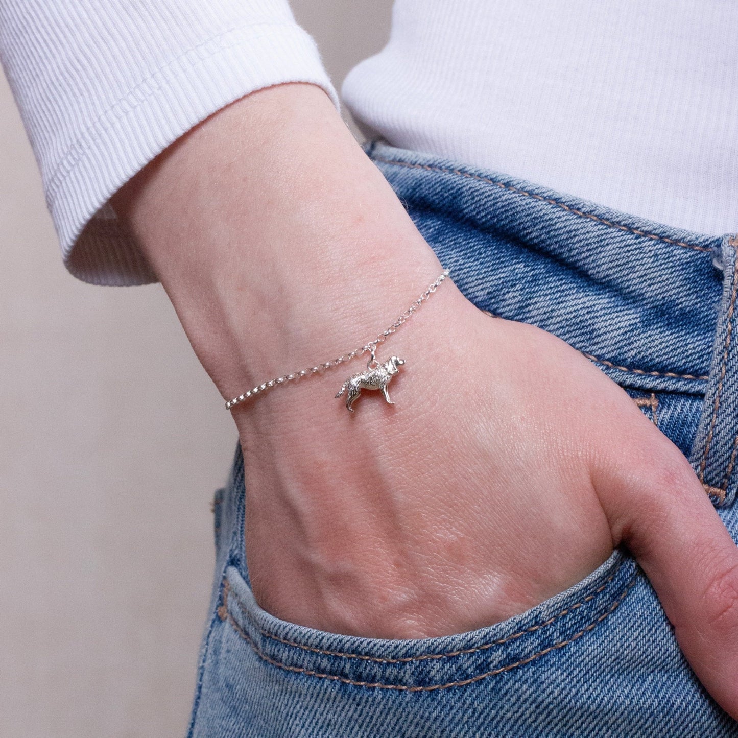 Cocker Spaniel Chain Bracelet - Personalised - Sterling Silver - MYLEE London
