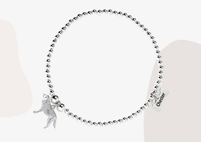 Cocker Spaniel Silver Ball Bead Bracelet - Personalised - MYLEE London