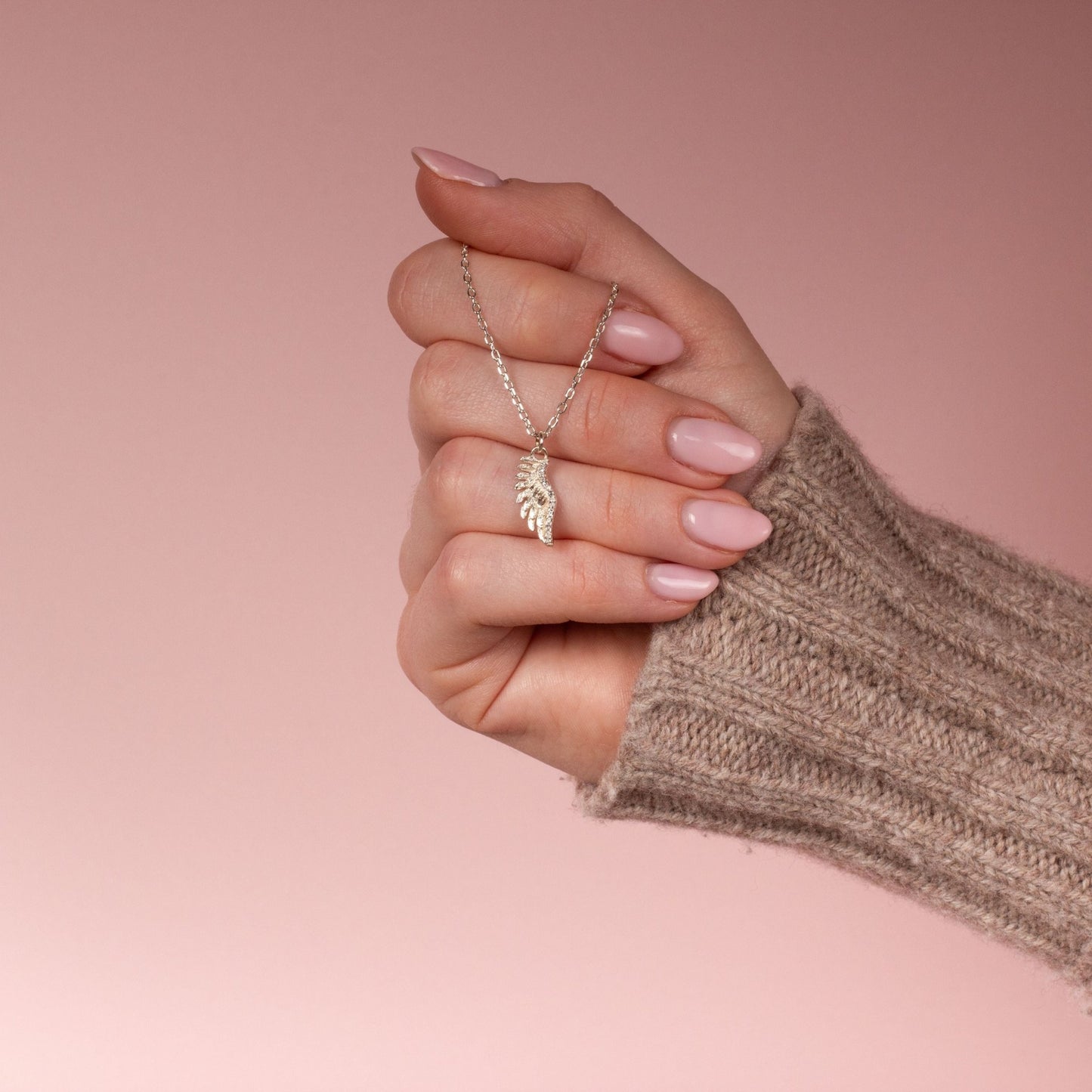 Crystal Angel Wing Necklace - Sterling Silver - MYLEE London