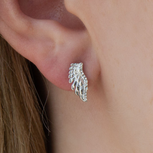 Crystal Angel Wing Stud Earrings - MYLEE London