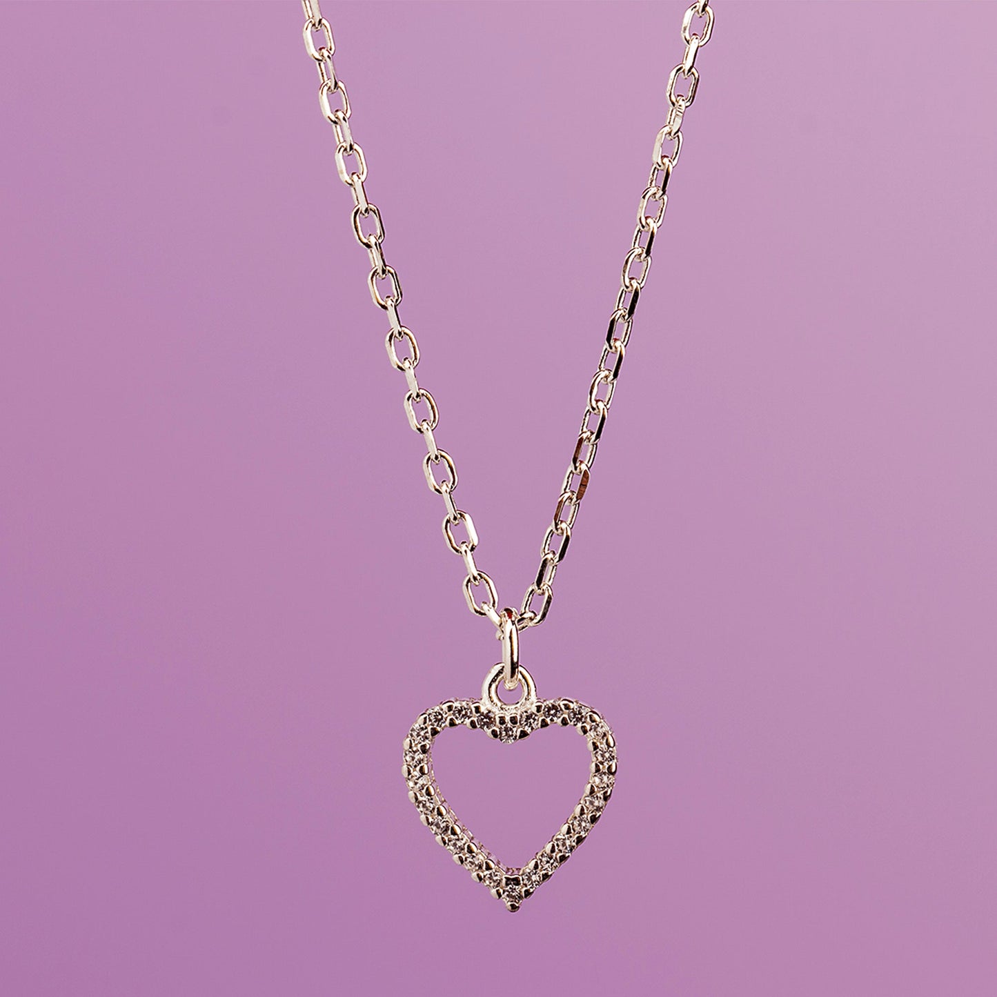 Crystal Heart Necklace - Sterling Silver - MYLEE London