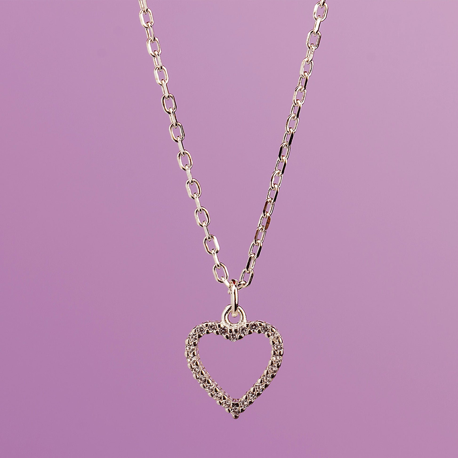 Crystal Heart Necklace - Sterling Silver - MYLEE London