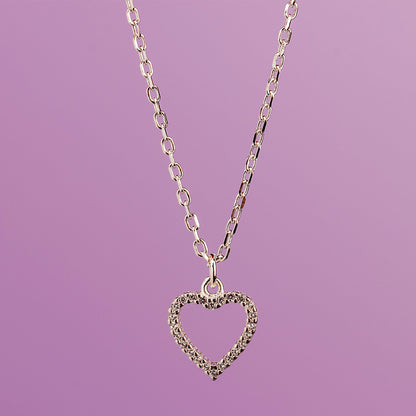 Crystal Heart Necklace - Sterling Silver - MYLEE London