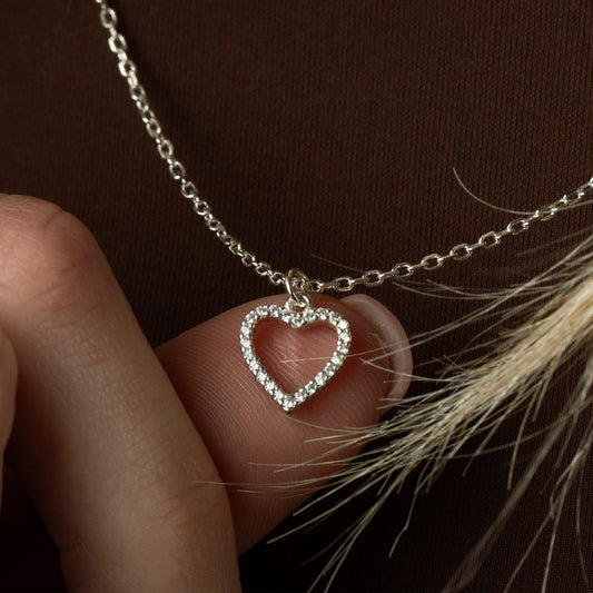 Crystal Heart Necklace - Sterling Silver - MYLEE London