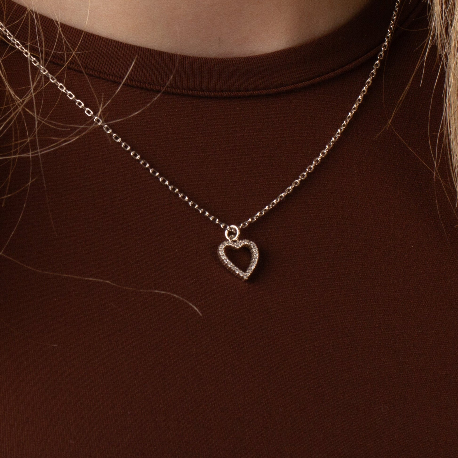 Crystal Heart Necklace - Sterling Silver - MYLEE London