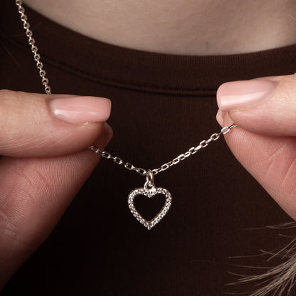 Crystal Heart Necklace - Sterling Silver - MYLEE London