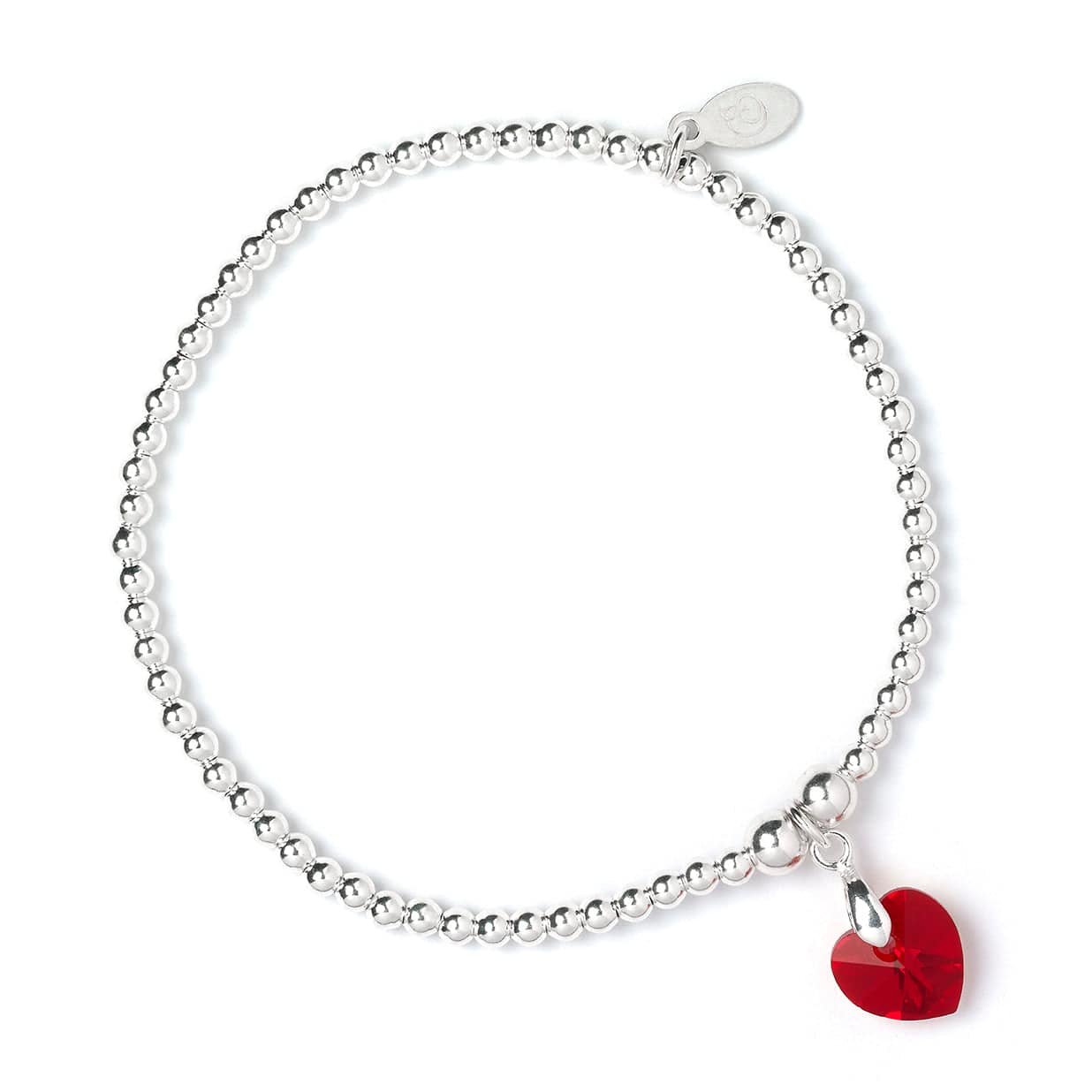 Crystal Hearts on Silver Ball Bead Bracelet - MYLEE London