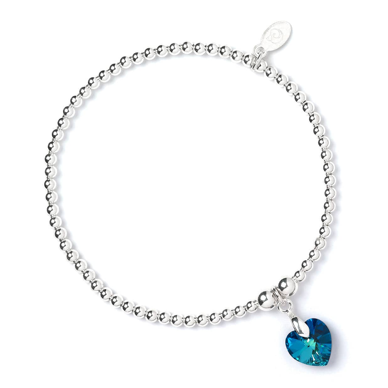 Crystal Hearts on Silver Ball Bead Bracelet - MYLEE London