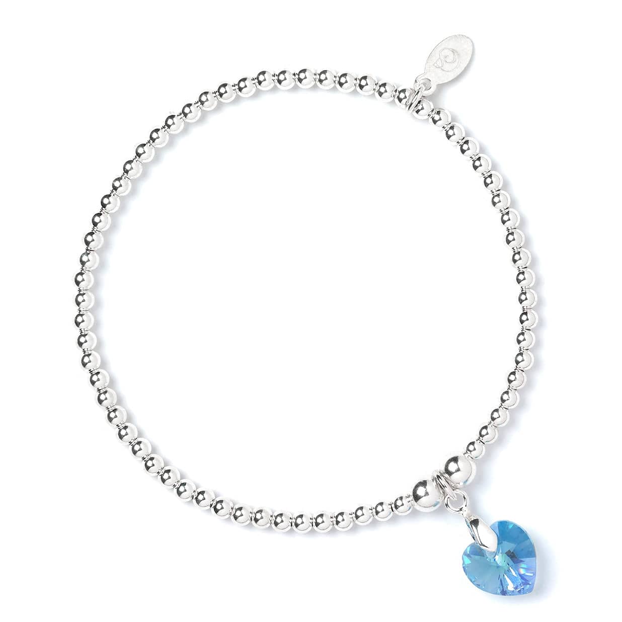 Crystal Hearts on Silver Ball Bead Bracelet - MYLEE London