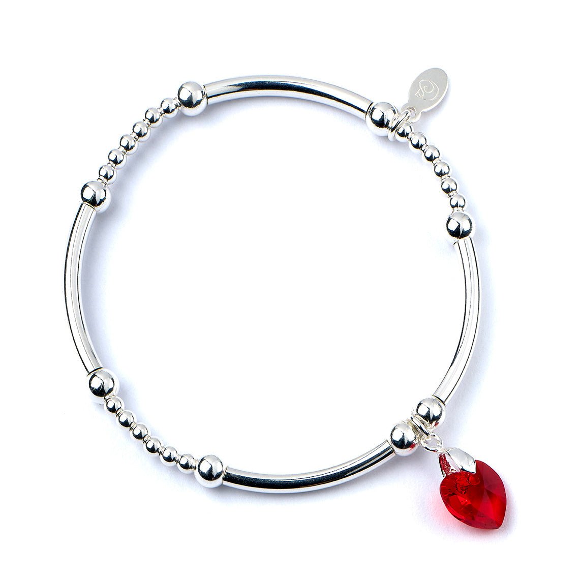 Crystal Hearts on Silver Ball & Noodle Bead Bracelet - MYLEE London