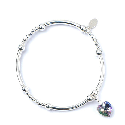 Crystal Hearts on Silver Ball & Noodle Bead Bracelet - MYLEE London