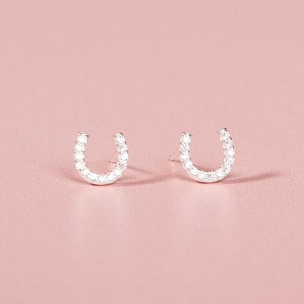 Crystal Horseshoe Stud Earrings - MYLEE London