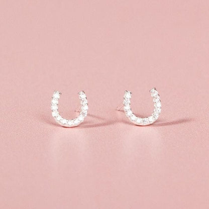 Crystal Horseshoe Stud Earrings - MYLEE London