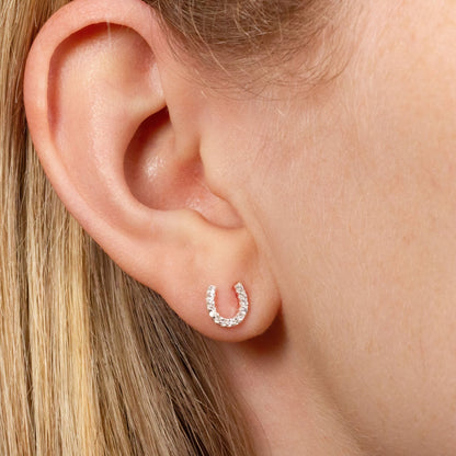 Crystal Horseshoe Stud Earrings - MYLEE London