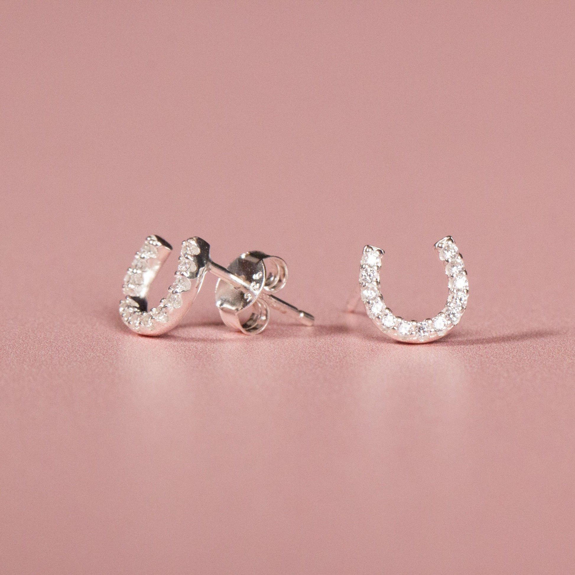 Crystal Horseshoe Stud Earrings - MYLEE London