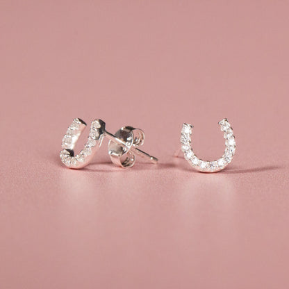 Crystal Horseshoe Stud Earrings - MYLEE London