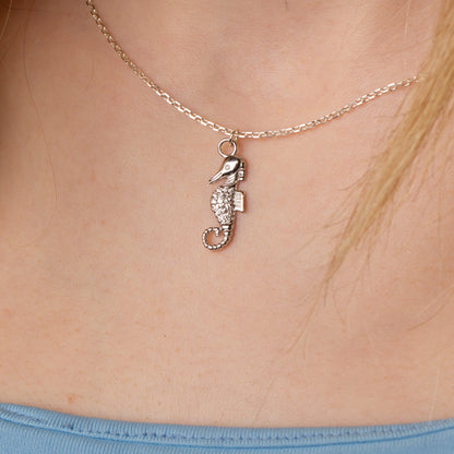 Crystal Seahorse Necklace - Sterling Silver - MYLEE London