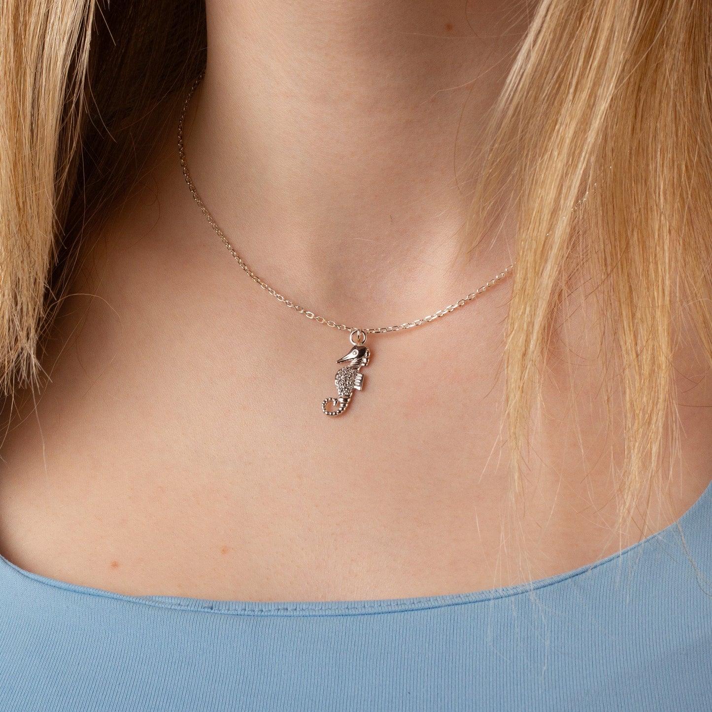 Crystal Seahorse Necklace - Sterling Silver - MYLEE London