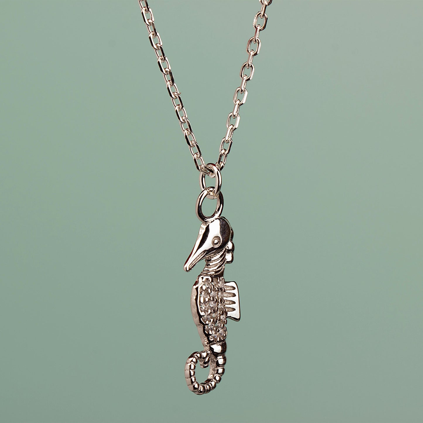 Crystal Seahorse Necklace - Sterling Silver - MYLEE London