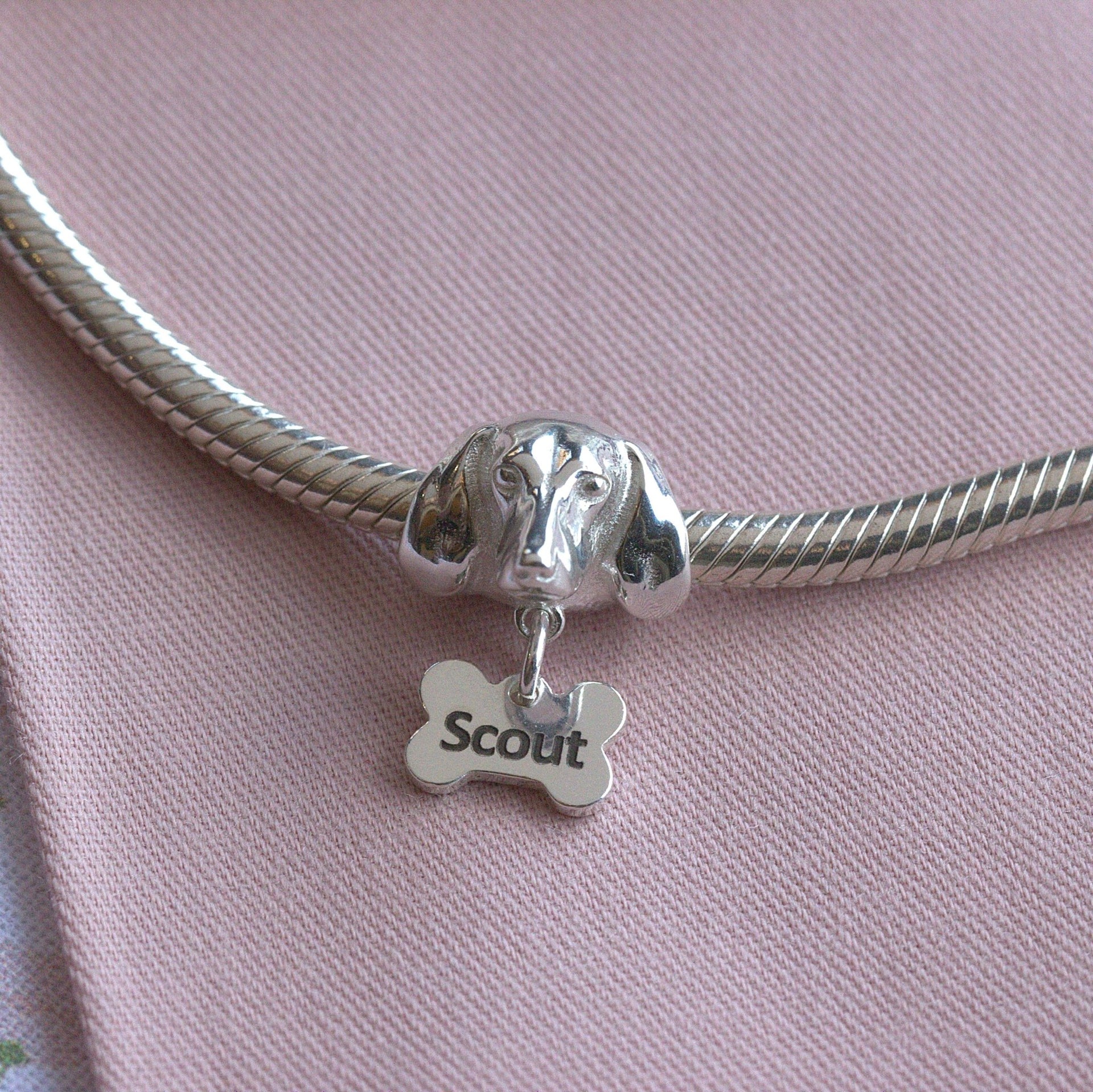 Dachshund Head Silver Charm Bead Personalised – MYLEE London