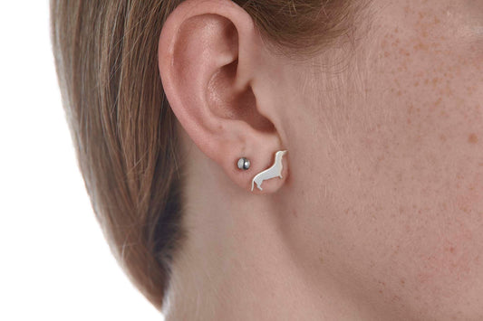 Dachshund Silver Stud Earrings - MYLEE London