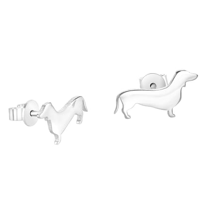 Dachshund Silver Stud Earrings - MYLEE London