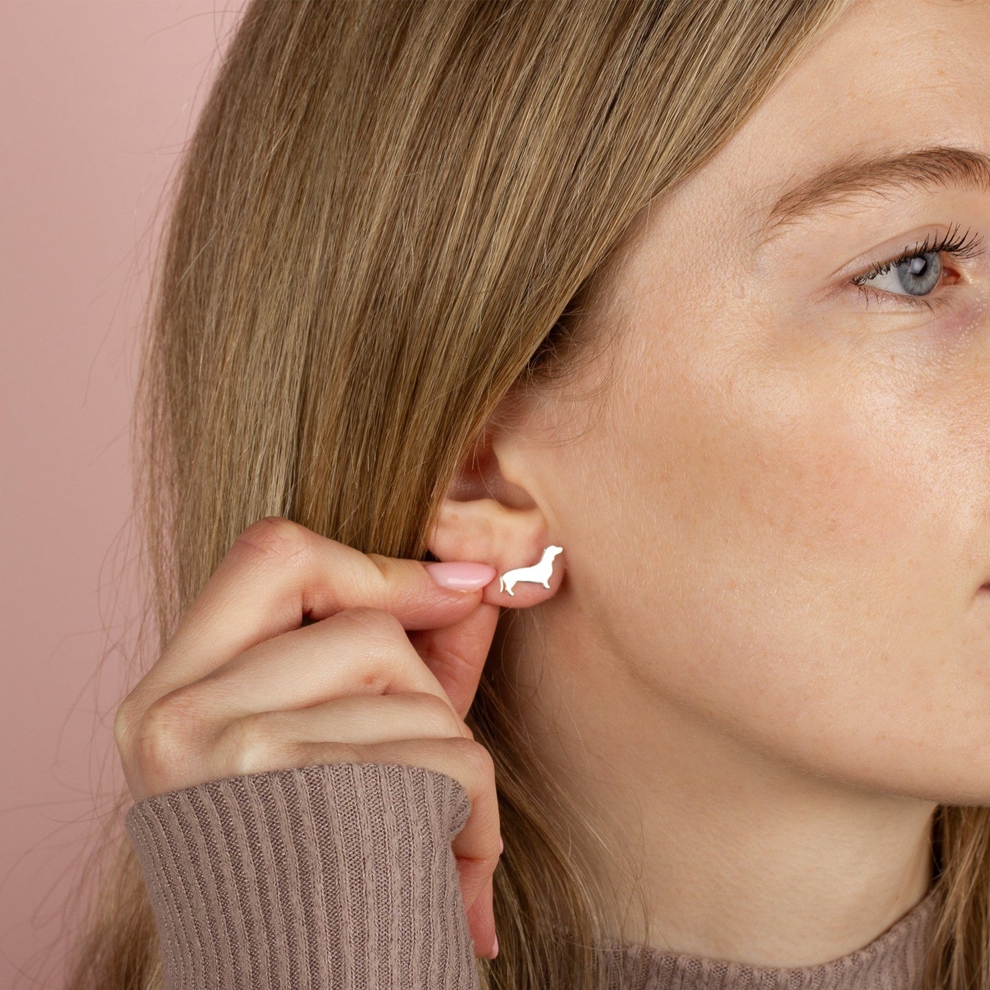 Dachshund Silver Stud Earrings - MYLEE London