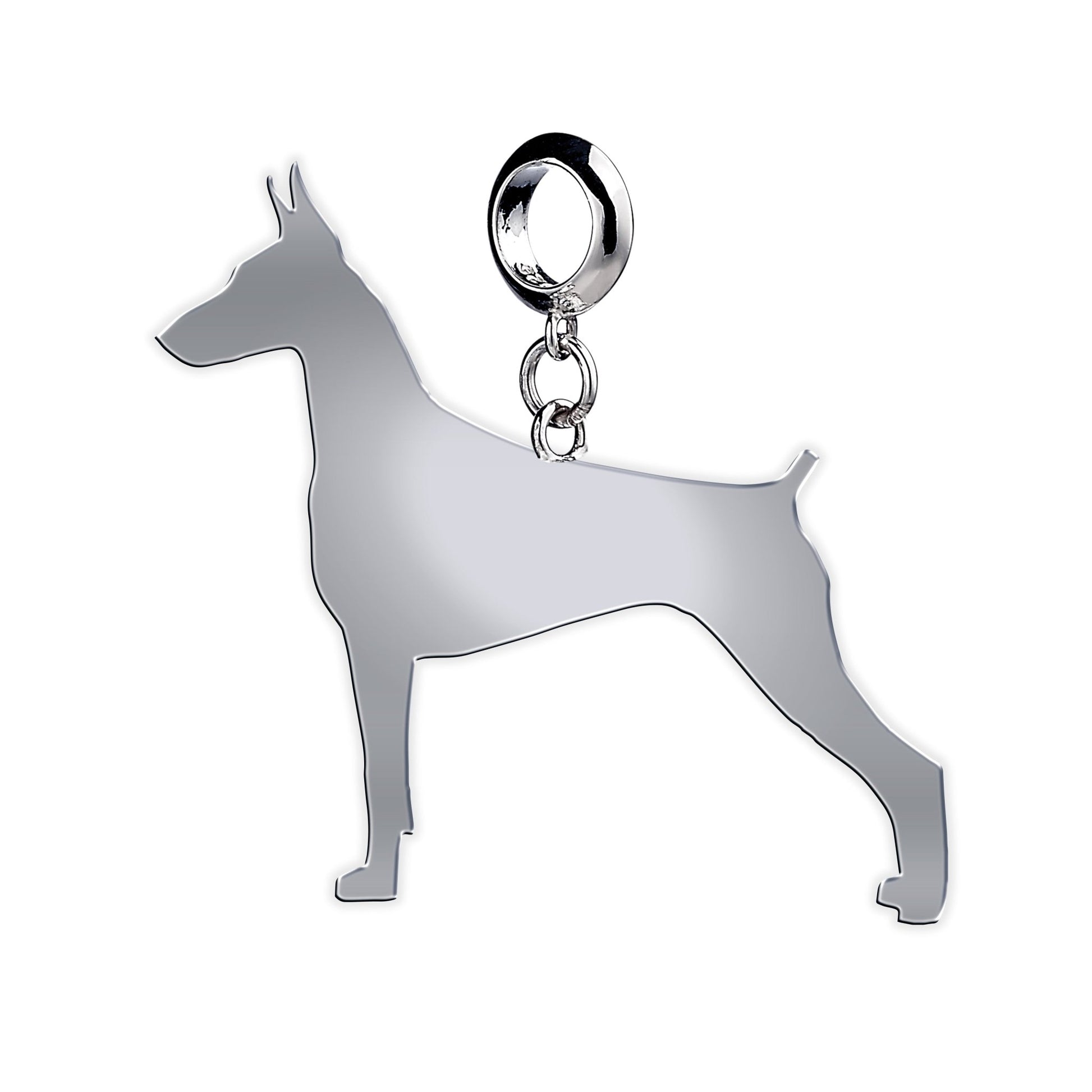 Dobermann Silhouette Silver Charm - MYLEE London