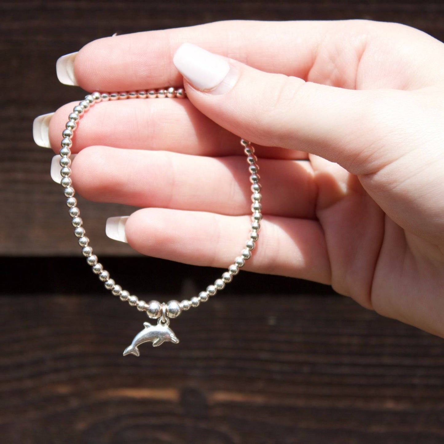 Dolphin on Silver Ball Bead Bracelet - MYLEE London