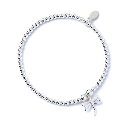 Dragonfly on Silver Ball Bead Bracelet - MYLEE London