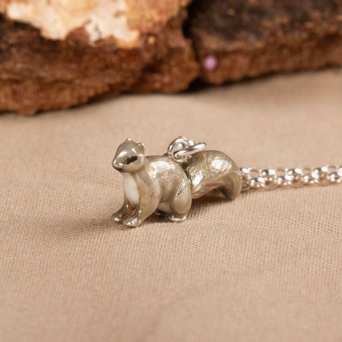 Squirrel Necklace - Enamelled Sterling Silver