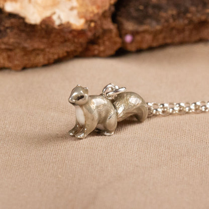 Squirrel Necklace - Enamelled Sterling Silver