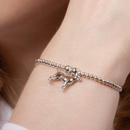 English Bull Terrier Silver Ball Bead Bracelet - Personalised - MYLEE London
