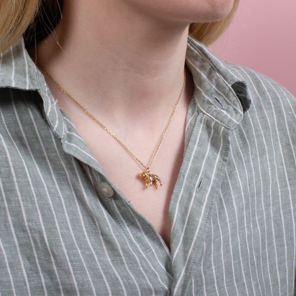 English Bulldog Gold Necklace - Personalised – MYLEE London