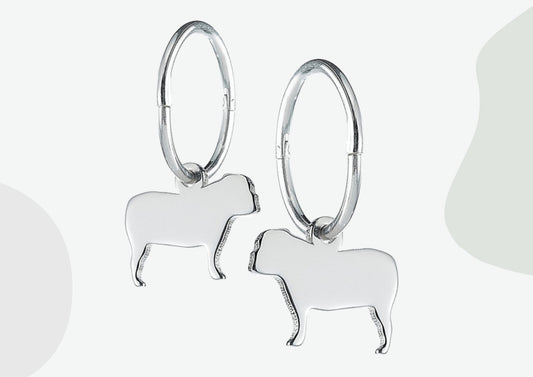 English Bulldog Silhouette Silver Earrings - MYLEE London