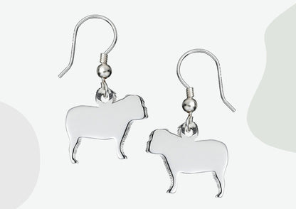 English Bulldog Silhouette Silver Earrings - MYLEE London