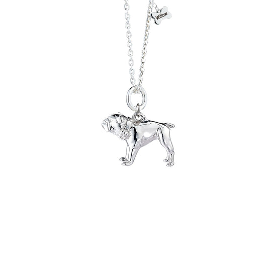 English Bulldog Silver Necklace - Personalised - MYLEE London