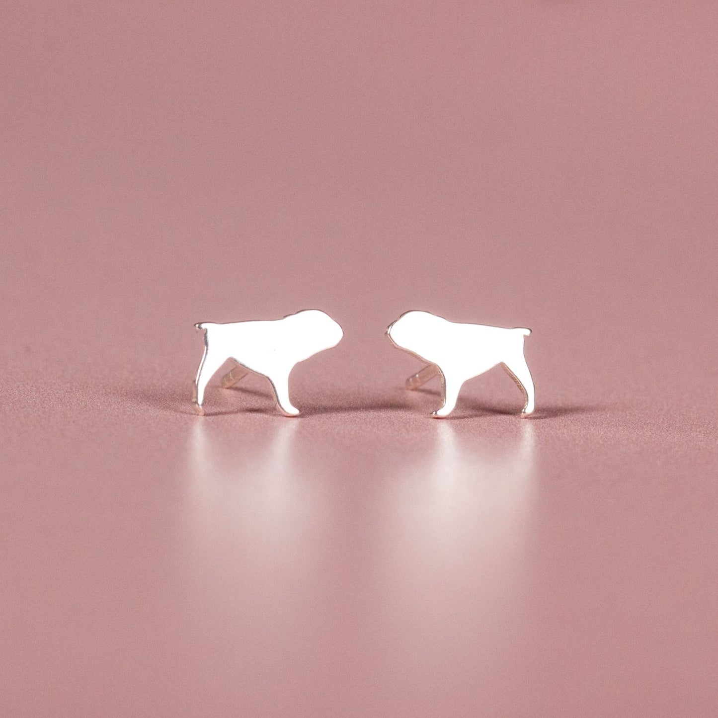 English Bulldog Silver Stud Earrings - MYLEE London