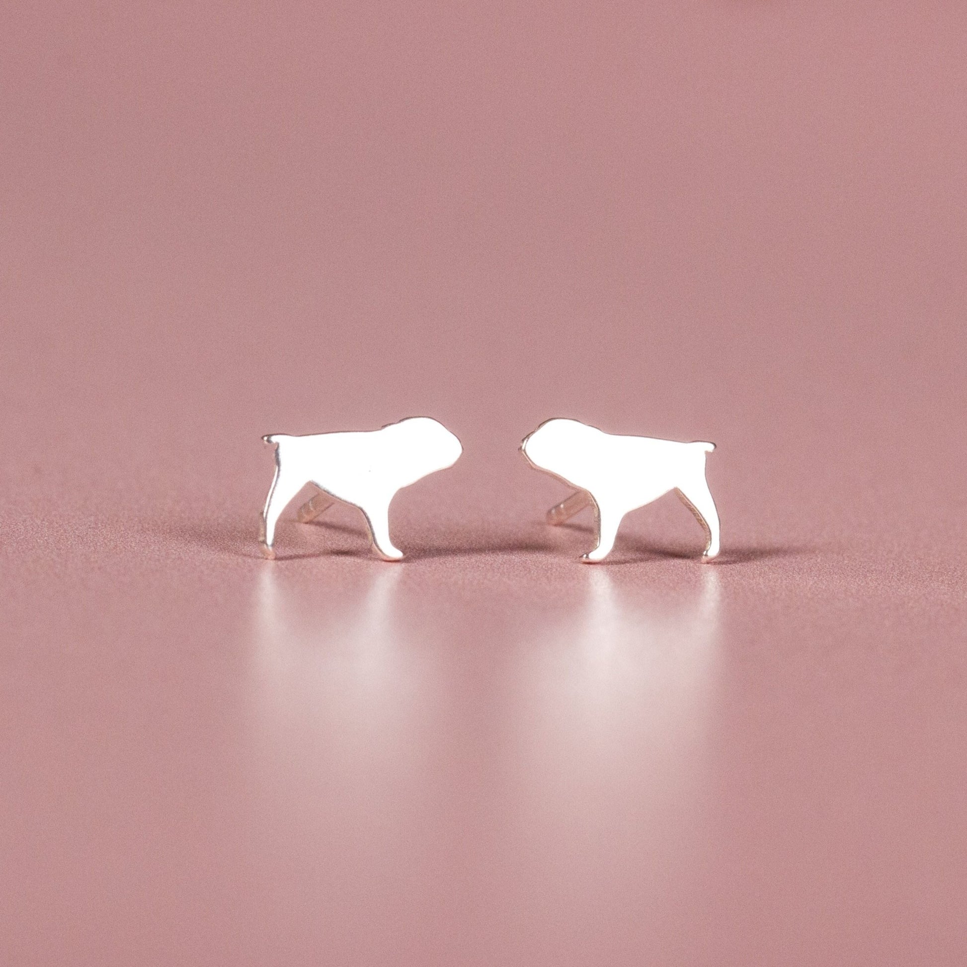 English Bulldog Silver Stud Earrings - MYLEE London