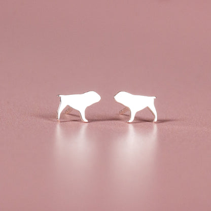 English Bulldog Silver Stud Earrings - MYLEE London