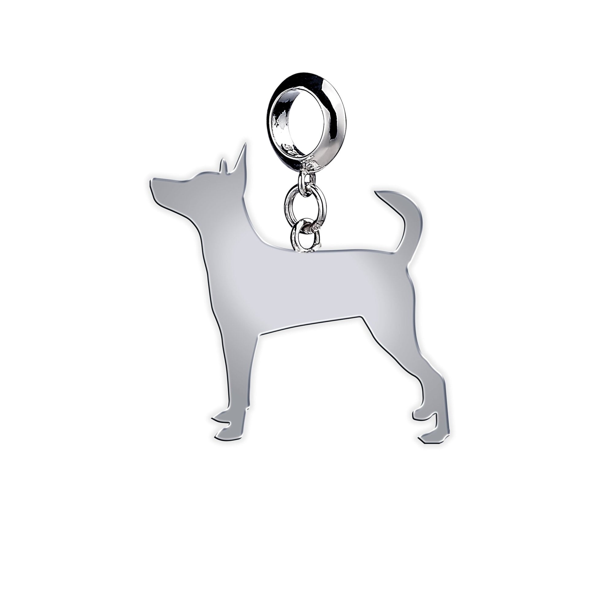 English Toy Terrier Silhouette Silver Charm - MYLEE London